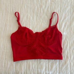Red Lace Bralette Top